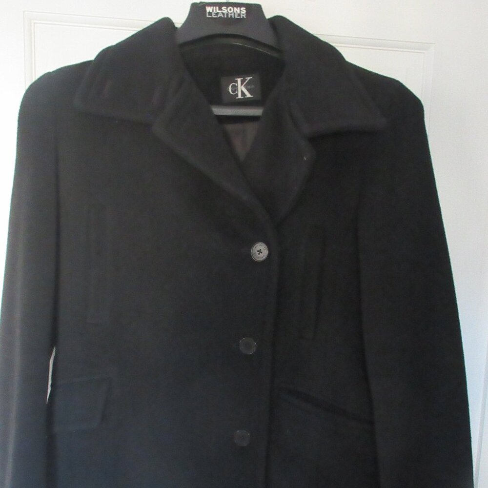 Vintage Classic Calvin Klein 3 Button Black Wool Coat Sz 4